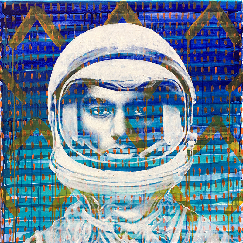 "outerspace lover" acrylic painting on canvas 80x80cm / september 2020 - private collection Paris, France