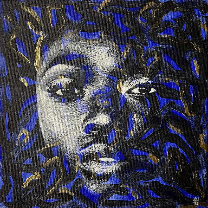 "Fille des eaux" acrylic painting on paper 30x30cm / november 2021