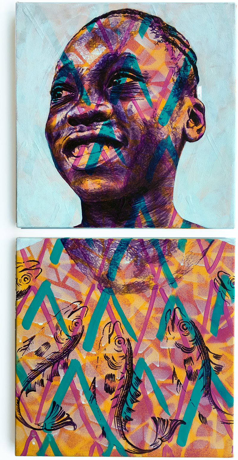 "Jën Logic" acrylic & spray painting on dyptic canvas 2x30x30cm / february 2018