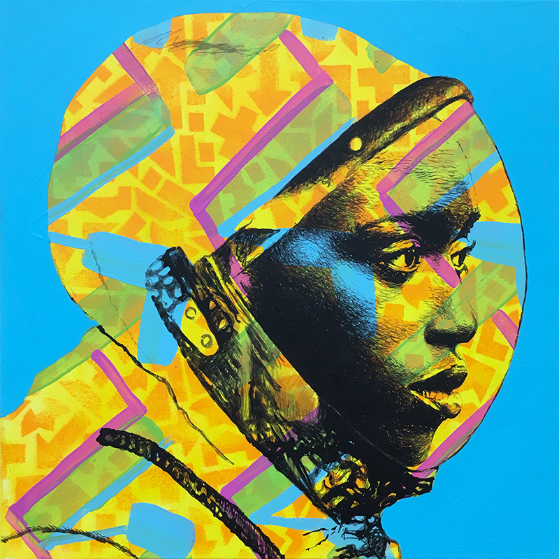"Afronaut III" acrylic painting & spray on canvas 50x50cm / september 2018
