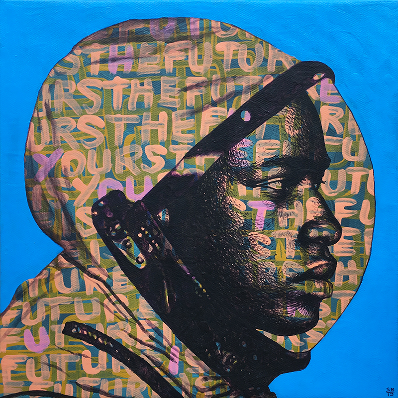 "Afronaut IV" acrylic painting on canvas 40x40cm / february 2019