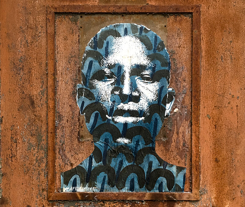 Buste Homme Africain au fond bleu / Angers, France