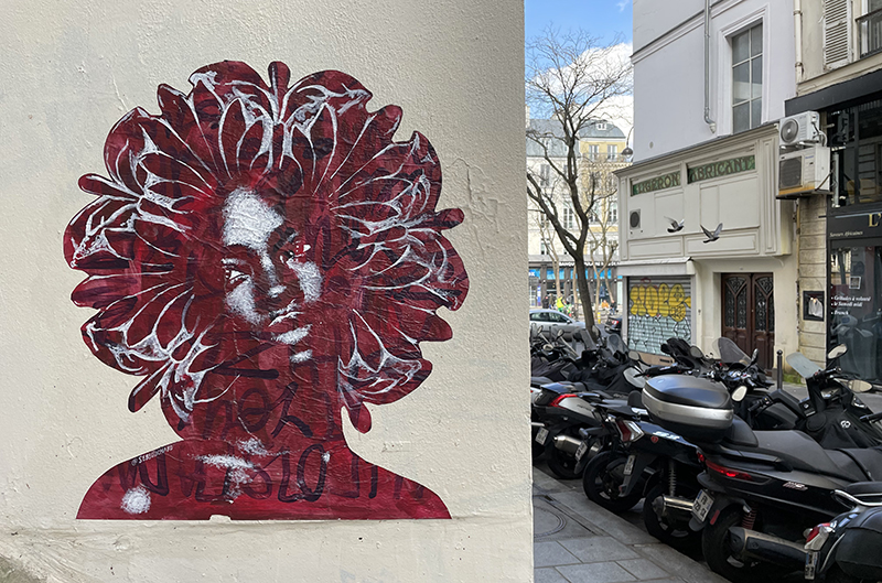 Heliocentric, femme africaine au visage ornemental / Paris, France